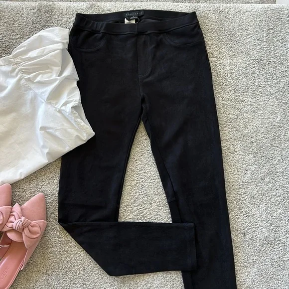 Anthropologie Sanctuary Grease Black Faux Suede Legging Pants - Picture 3 of 10